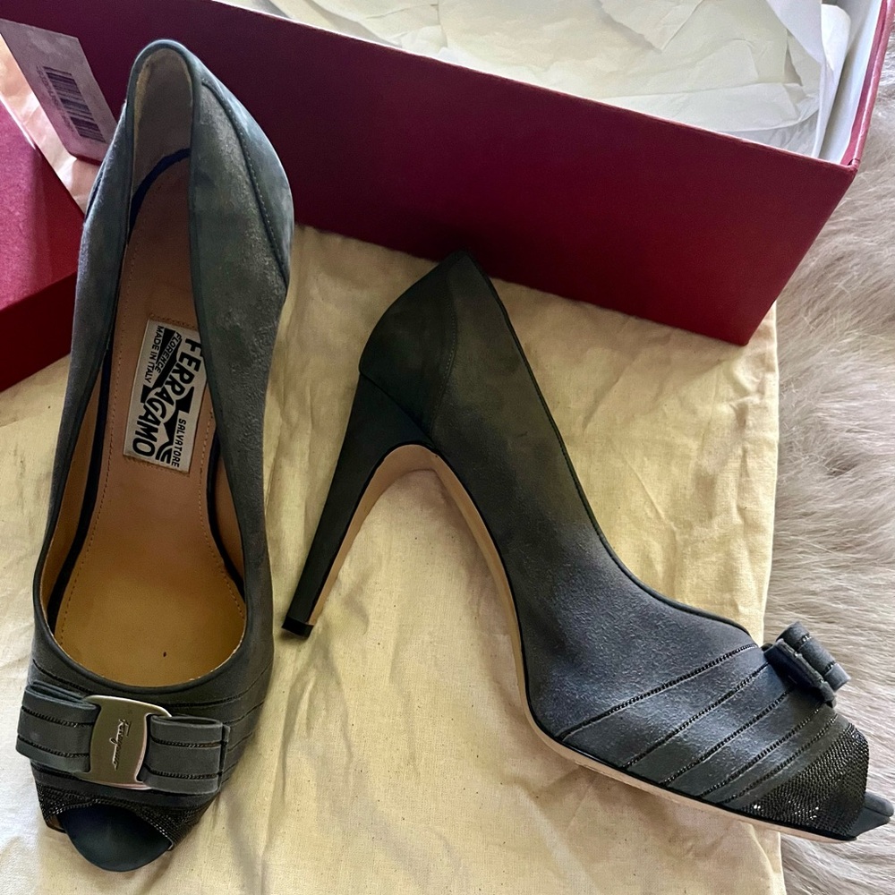 Salvadore Ferragamo Charcoal Suede